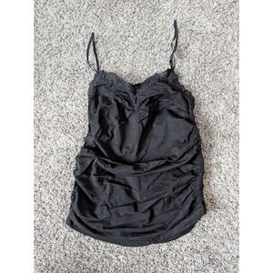 Forever 21 Black Lace Trim Ruched Maternity Camisole Tank Top F611A SM